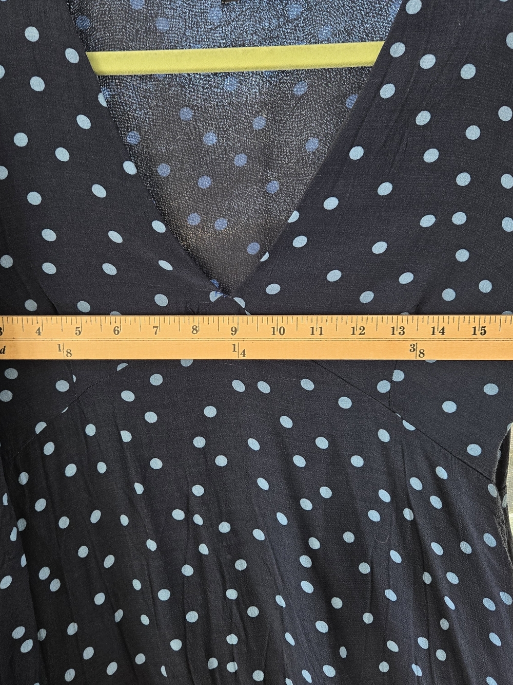 Zara Navy Polka Dot Puff Shoulder Midi Dress Women's Large - Picture 10 of 13
